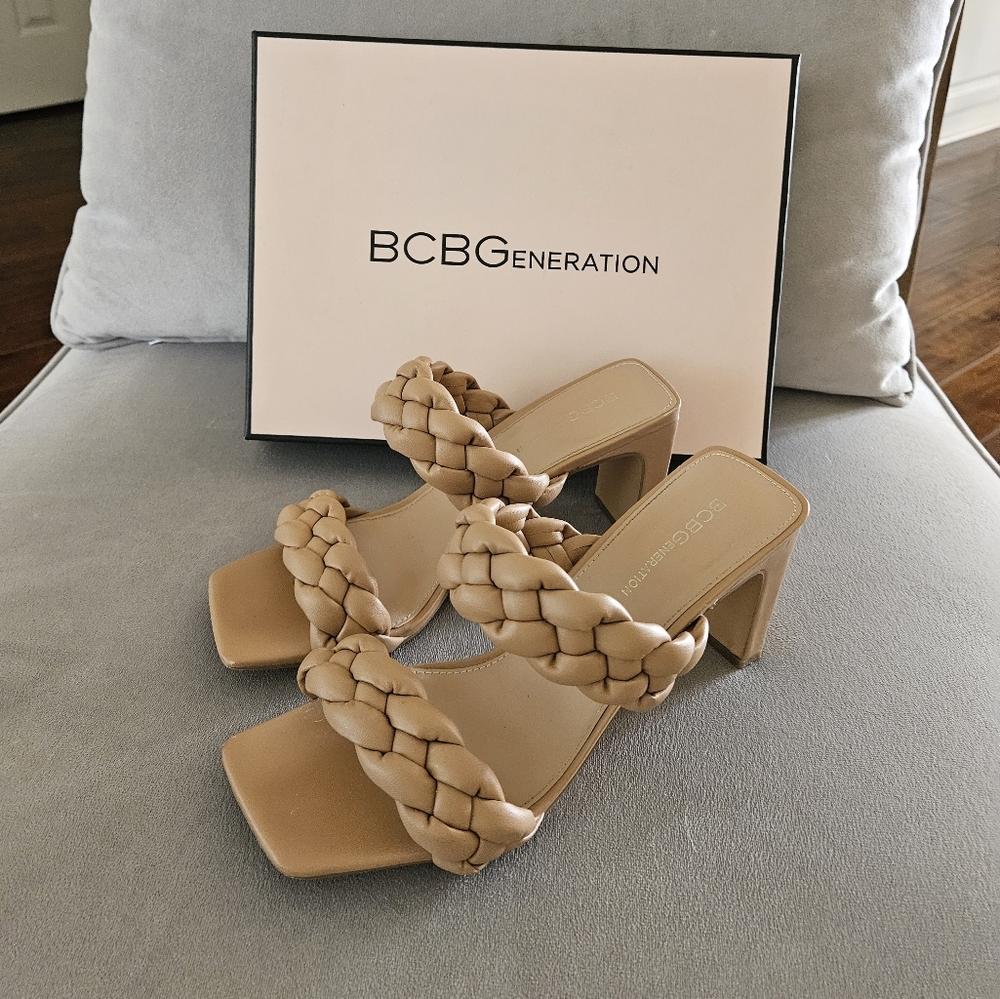 BCBGeneration tan braided sandals size 8.5
